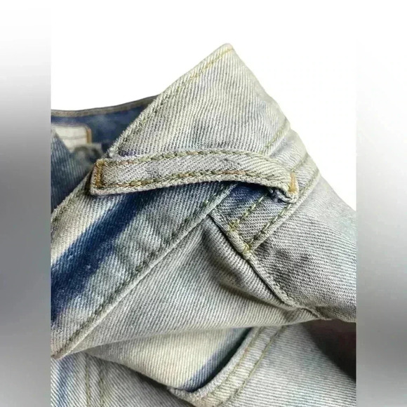 FREE PEOPLE women’s denim Jean shorts light wash sz 29 crochet hems distressed - Picture 5 of 7